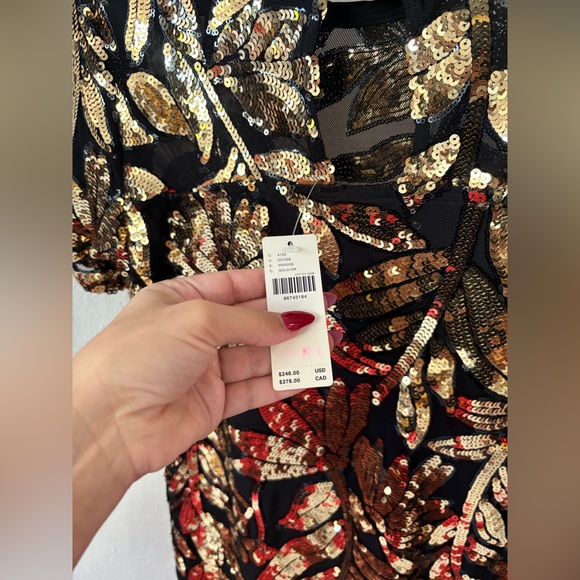 Anthropologie Black and Gold Sequin Dress - Picture 3 of 8